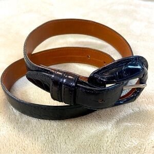 Joan & David Black Faux Alligator Leather Belt size Small